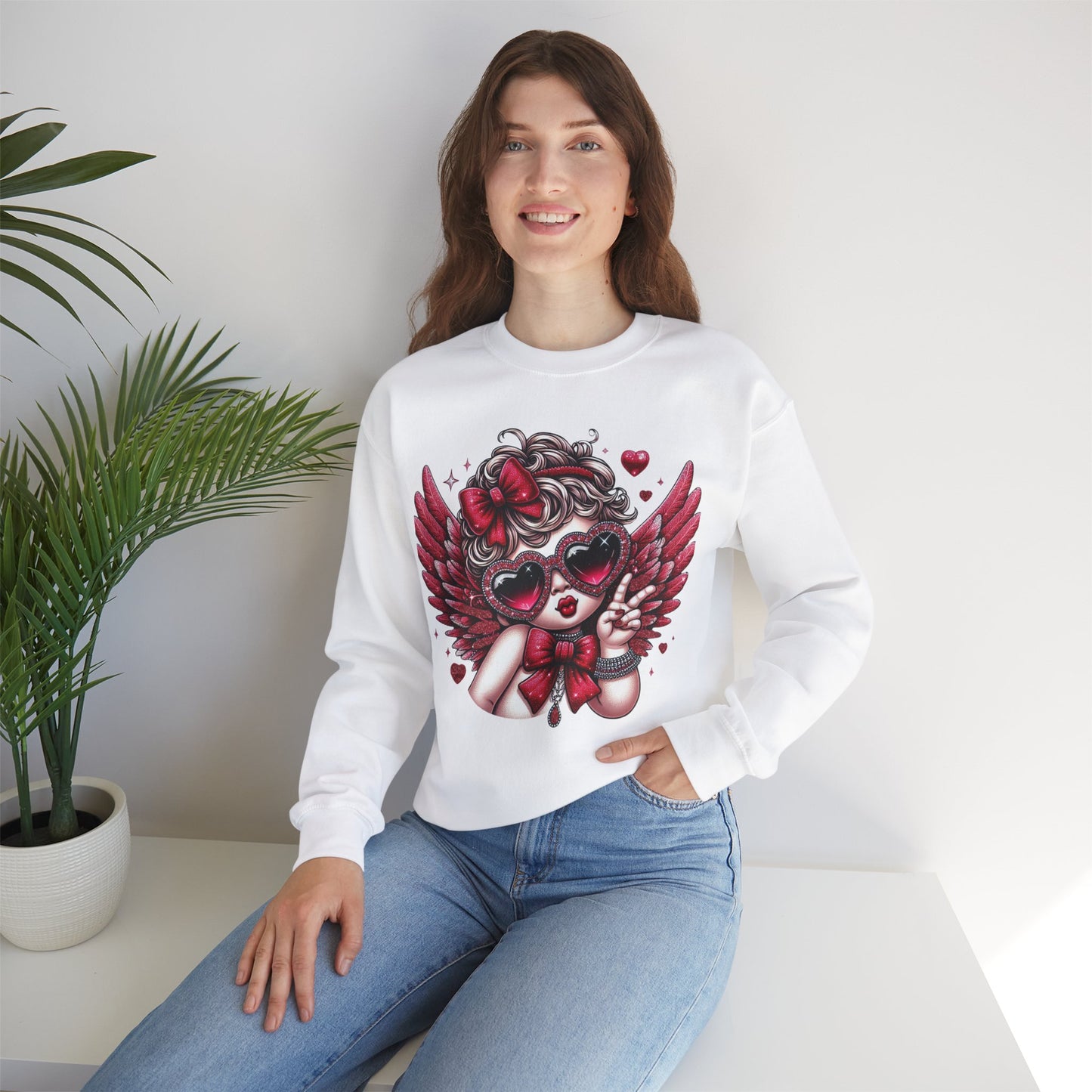 Sparkling Cupid Graphic Sweatshirt – Cozy, Stylish & Cute!