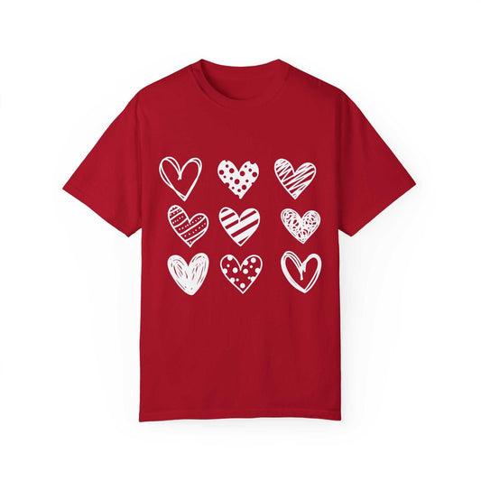 Heart Pattern Graphic Garment-Dyed T-Shirt Unisex Garment-Dyed T-shirt