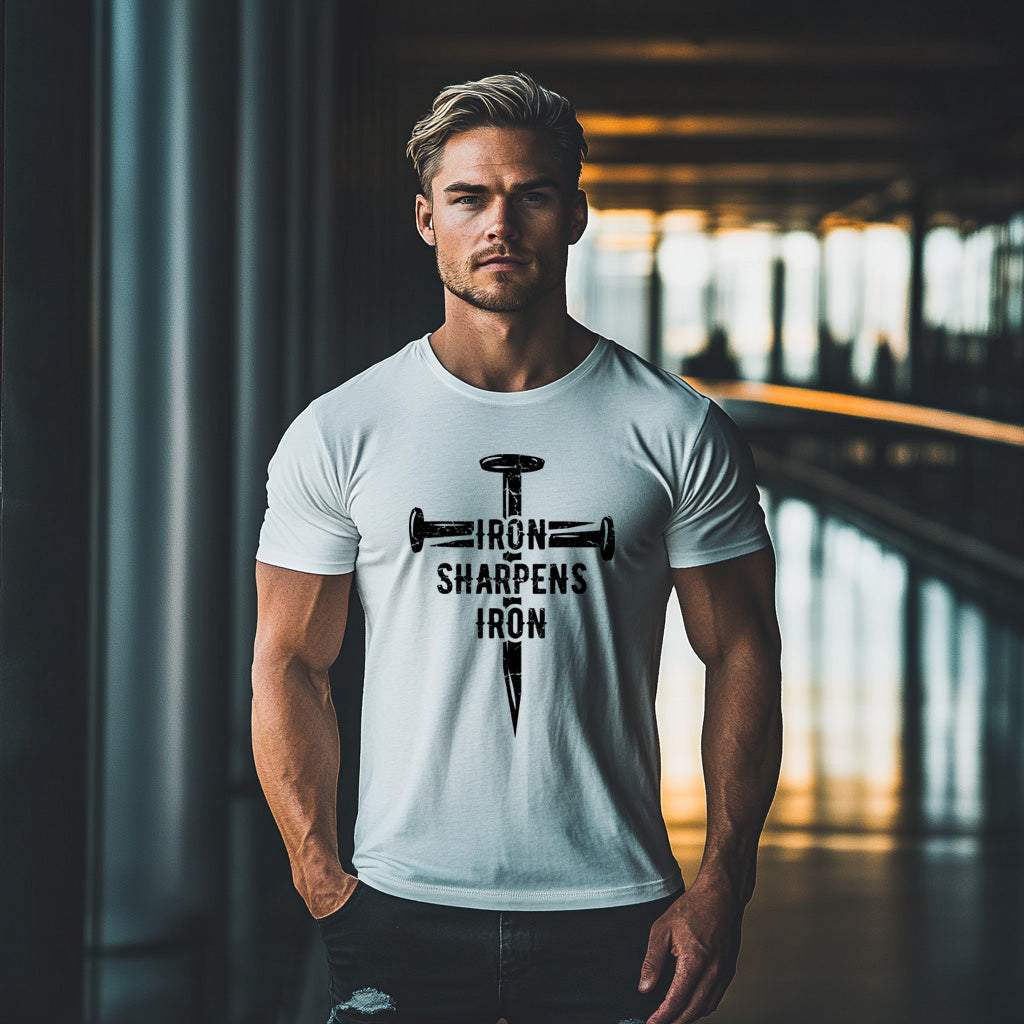 iron sharpens iron graphic t-shirt